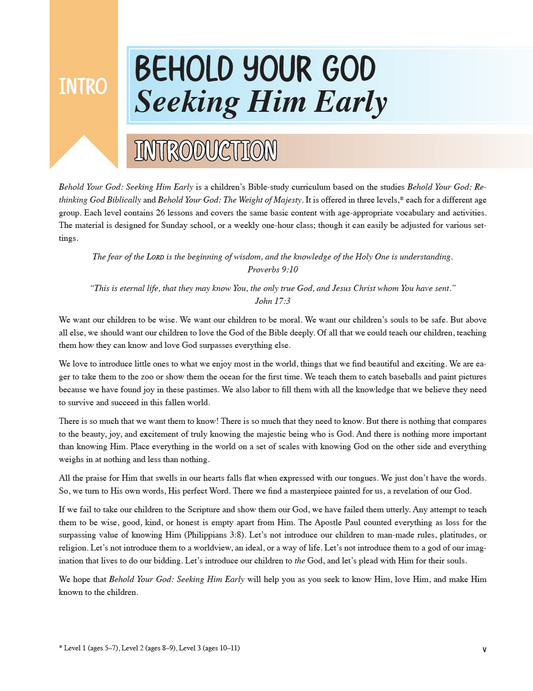 Behold Your God: Seeking Him Early Level 1 Teacher's Kit PDF
