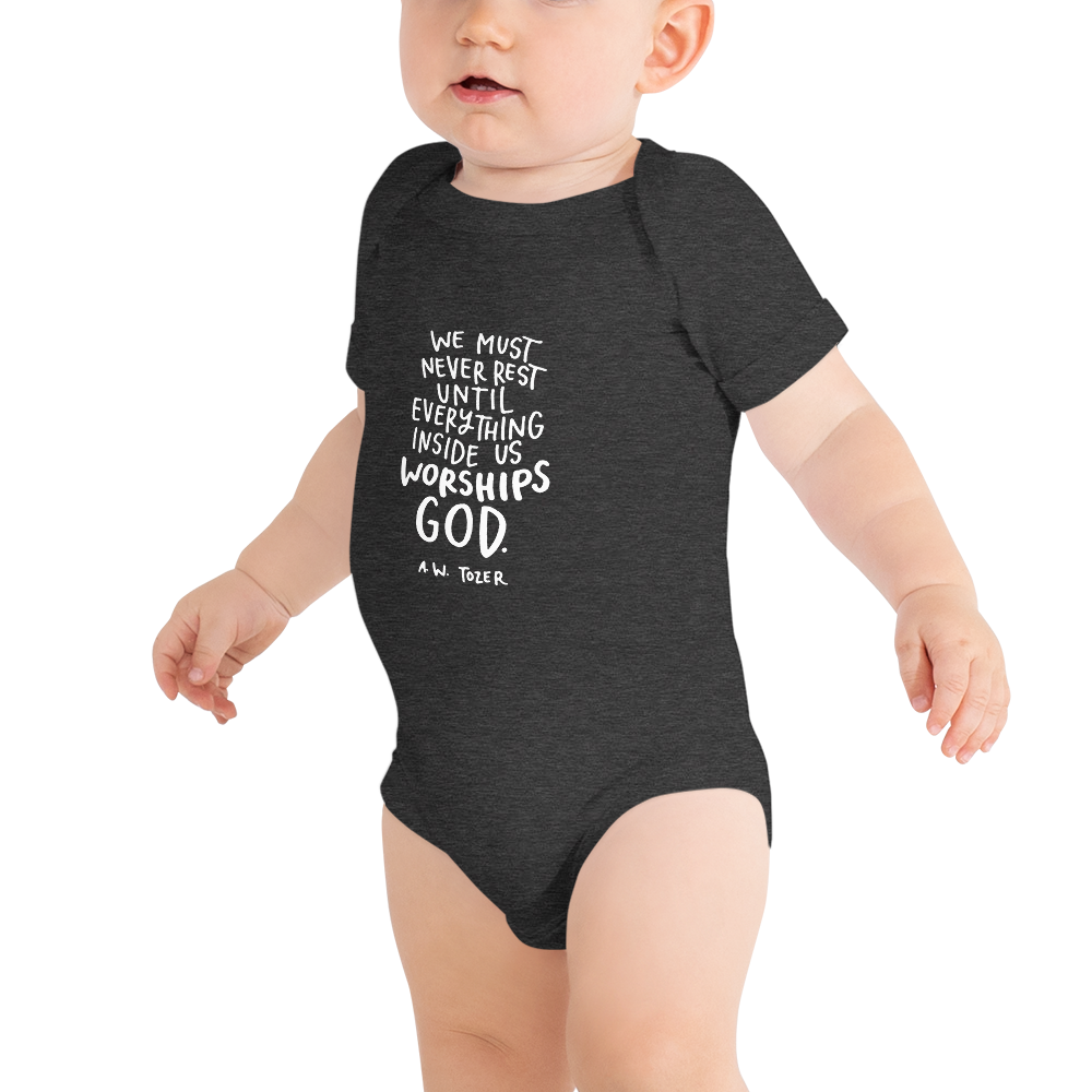 Baby Tozer Worship Quote Onesie