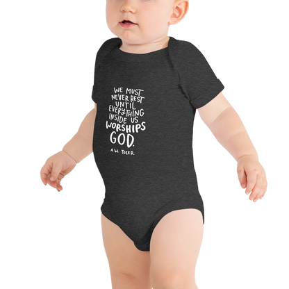Baby Tozer Worship Quote Onesie