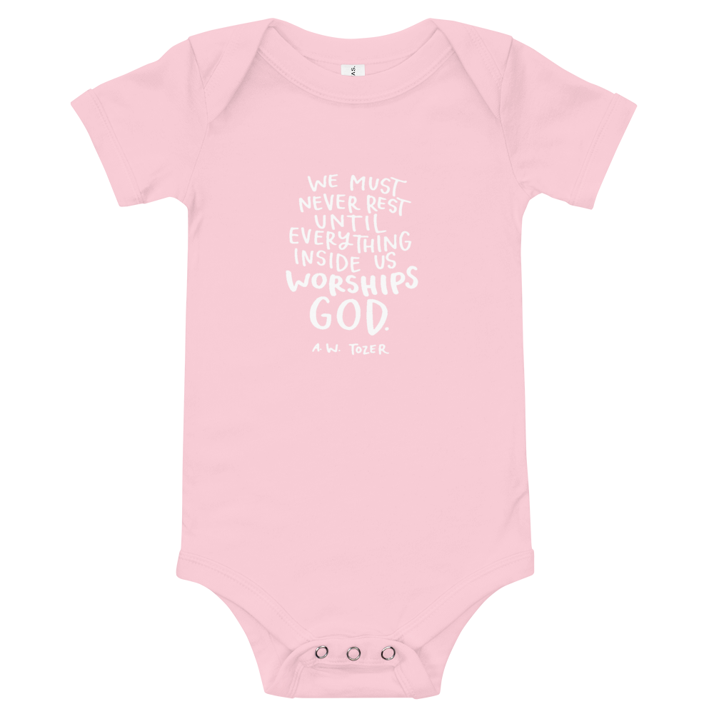 Baby Tozer Worship Quote Onesie