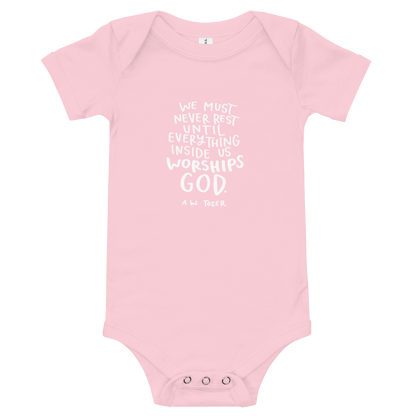Baby Tozer Worship Quote Onesie