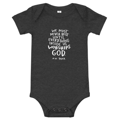 Baby Tozer Worship Quote Onesie