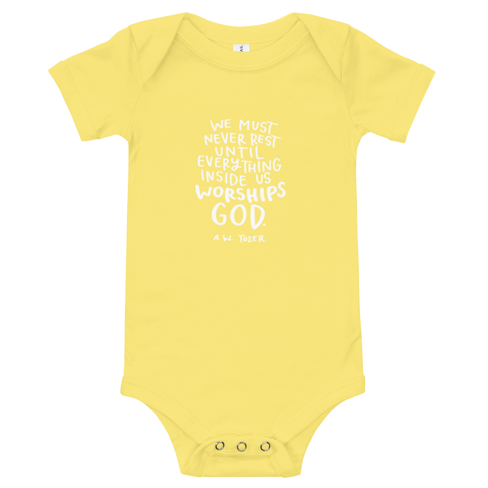 Baby Tozer Worship Quote Onesie