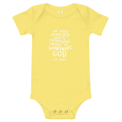 Baby Tozer Worship Quote Onesie