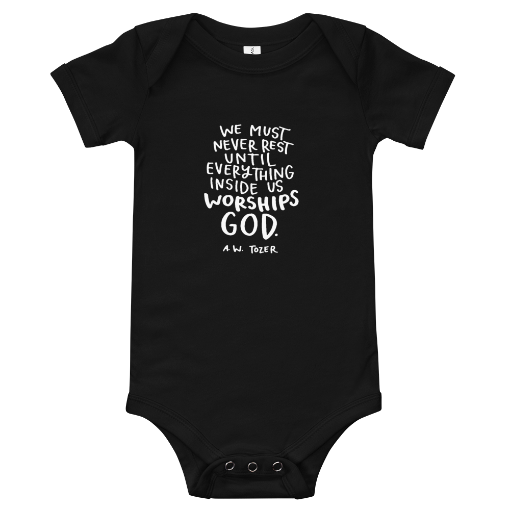 Baby Tozer Worship Quote Onesie
