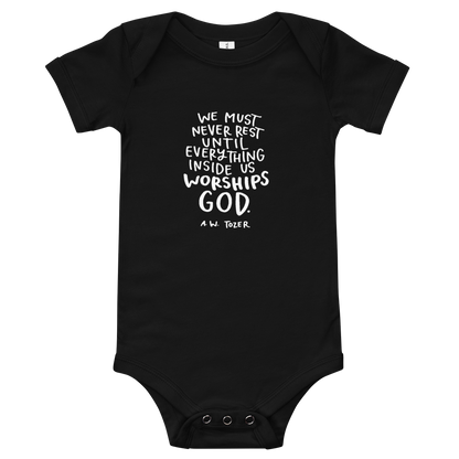 Baby Tozer Worship Quote Onesie