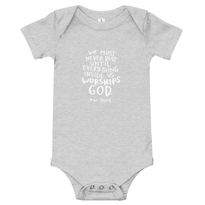 Baby Tozer Worship Quote Onesie