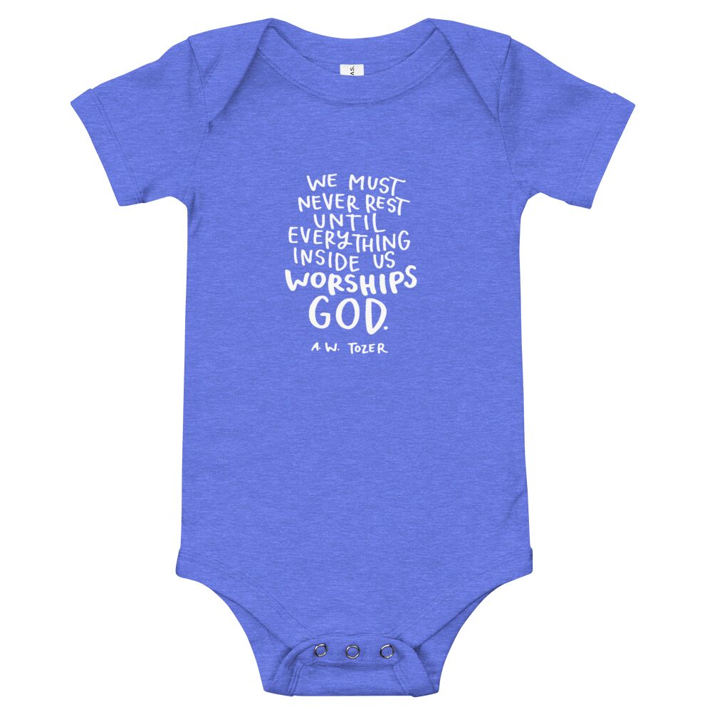 Baby Tozer Worship Quote Onesie