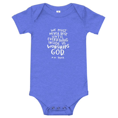 Baby Tozer Worship Quote Onesie