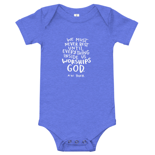 Baby Tozer Worship Quote Onesie